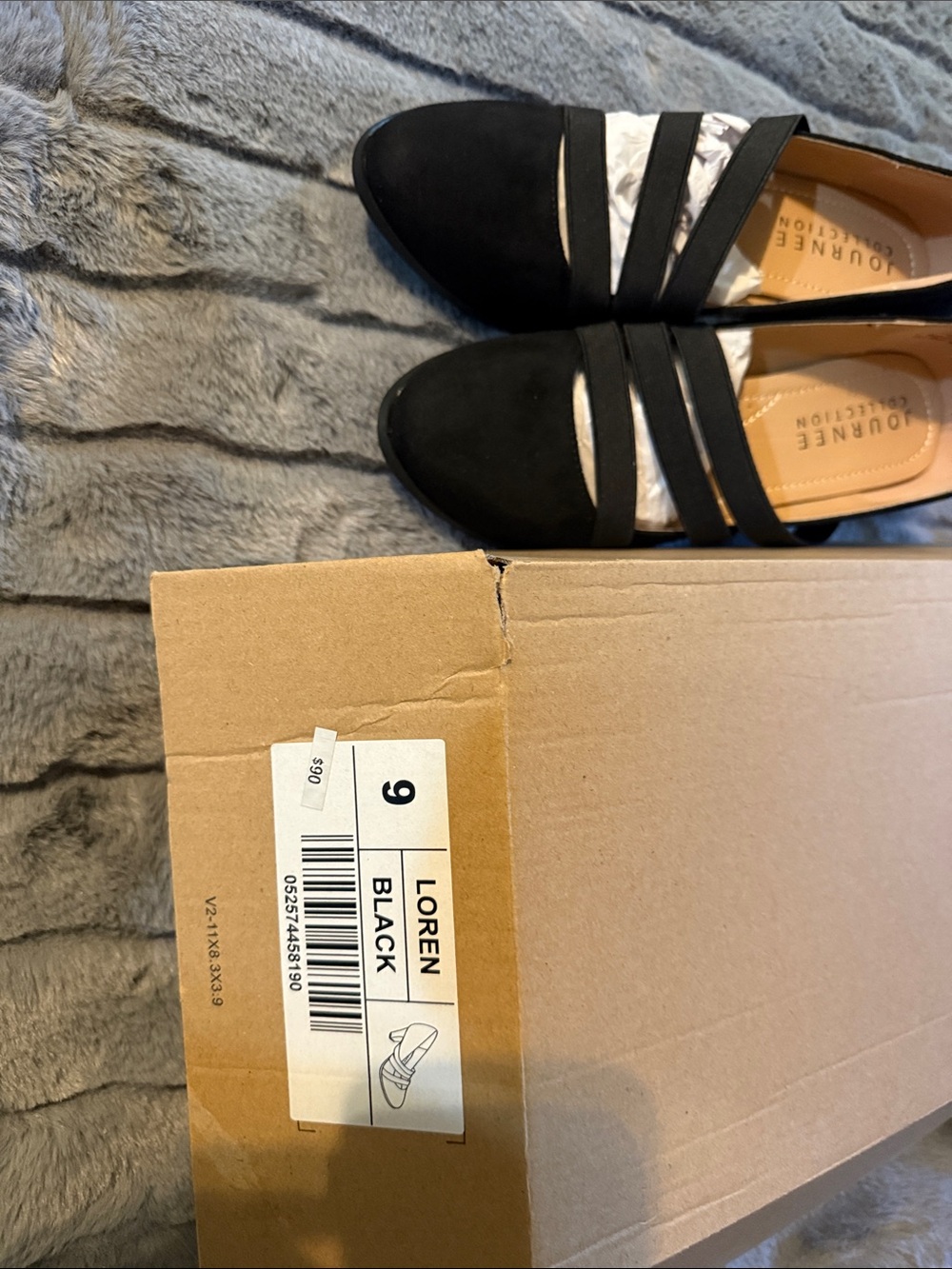 Journee Collection Black Triple-Strap Slip-On Loafers